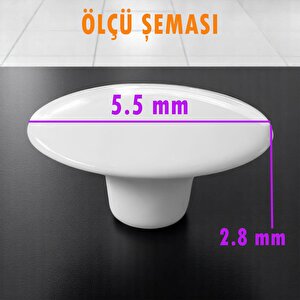 8 Adet Plastik Kulp Beyaz Bombeli Düğme Mobilya Mutfak Dolap Dolabı Tek Vidalı Çekmece Kulbu Kulpları