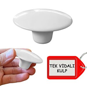 8 Adet Plastik Kulp Beyaz Bombeli Düğme Mobilya Mutfak Dolap Dolabı Tek Vidalı Çekmece Kulbu Kulpları