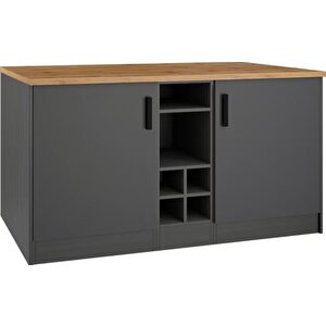 Helios Mutfak Alt Modül 2 Kapaklı -150 Cm Antrasit-tezgah Dahil