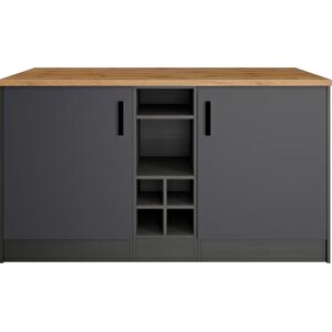 Helios Mutfak Alt Modül 2 Kapaklı -150 Cm Antrasit-tezgah Dahil