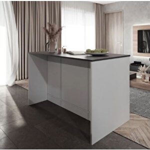 Tdesigno Athena Mutfak Adası -alt Modül 150 Cm Beyaz- Antrasit Tezgah Dahil