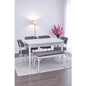 Nehir Beta Banklı Lak Panel Açılır Mutfak Masa Takımı 75x130cm
