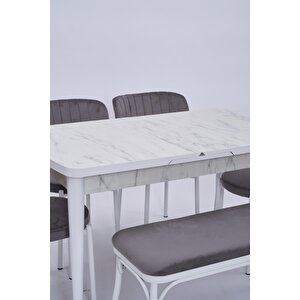 Nehir Beta Banklı Lak Panel Açılır Mutfak Masa Takımı 75x130cm
