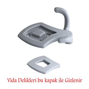 Nilay Askı Askılık Gri Vestiyer Duvar Askısı Dolap Elbise Portmanto Askılığı Plastik (5 Adet)
