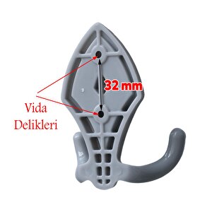 Nilay Askı Askılık Gri Vestiyer Duvar Askısı Dolap Elbise Portmanto Askılığı Plastik (5 Adet)