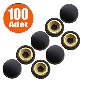 Dekoratif Vida Kapağı Kapatıcı 20 Mm Mat Siyah Metal Vida Tapası Tıpası (100 Adet)