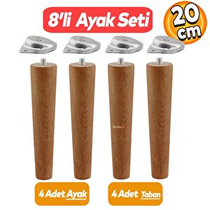 Ünite Konsol Puf Tabure Ahşap Mobilya Ayağı M8 Civata 20 Cm Ayakları Bağlantı Aparatı 8'li Set