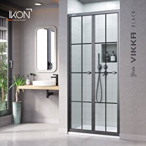 Vi̇kka | Siyah, Karolajlı Cam, Katlanır Duşakabin 78 cm