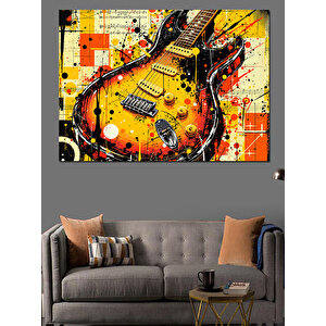 Renkli Elektro Gitar Dekoratif Kanvas - Mdf Ahşap Tablo 50x70 cm