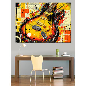 Renkli Elektro Gitar Dekoratif Kanvas - Mdf Ahşap Tablo 50x70 cm
