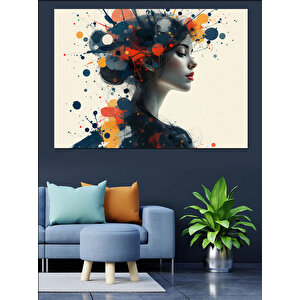 Renk Patlamalı Kadın Silüeti Dekoratif Kanvas - Mdf Ahşap Tablo 70x100 cm