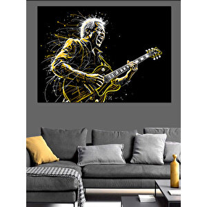 Elektro Gitar Çalan Adam Dekoratif Kanvas - Mdf Ahşap Tablo 35x50 cm