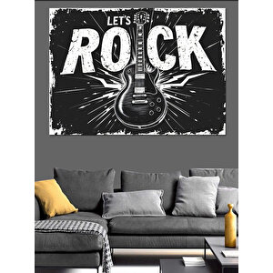 Let’s Rock Gitar Posteri Dekoratif Kanvas - Mdf Ahşap Tablo 70x100 cm