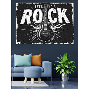 Let’s Rock Gitar Posteri Dekoratif Kanvas - Mdf Ahşap Tablo
