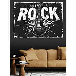 Let’s Rock Gitar Posteri Dekoratif Kanvas - Mdf Ahşap Tablo