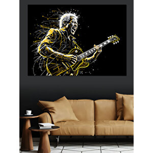 Elektro Gitar Çalan Adam Dekoratif Kanvas - Mdf Ahşap Tablo 25x35 cm