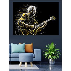 Elektro Gitar Çalan Adam Dekoratif Kanvas - Mdf Ahşap Tablo 25x35 cm