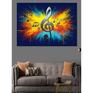 Renk Patlamalı Nota Dekoratif Kanvas - Mdf Ahşap Tablo 25x35 cm