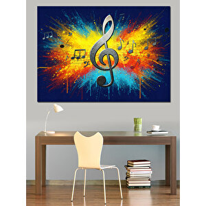 Renk Patlamalı Nota Dekoratif Kanvas - Mdf Ahşap Tablo