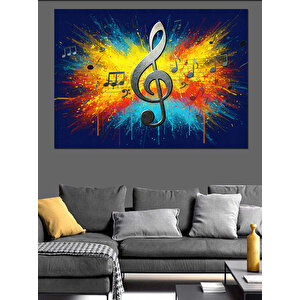 Renk Patlamalı Nota Dekoratif Kanvas - Mdf Ahşap Tablo