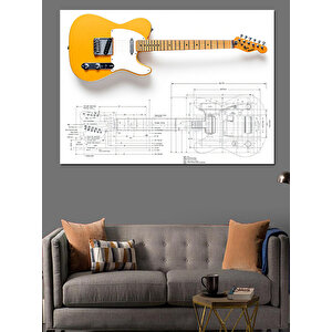 Teknik Gitar Çizimi Dekoratif Kanvas - Mdf Ahşap Tablo