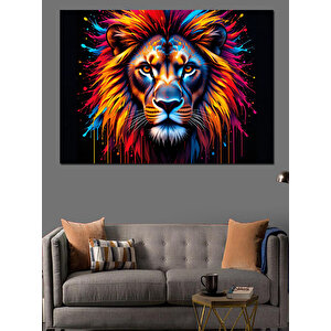 Ateşli Aslan Portresi Dekoratif Kanvas - Mdf Ahşap Tablo