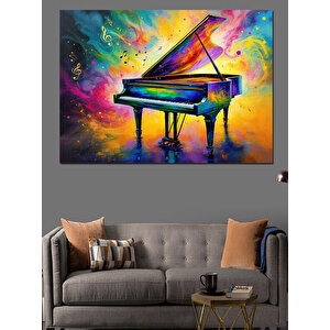 Renk Patlamalı Renkli Piyano Dekoratif Kanvas - Mdf Ahşap Tablo 100x140 cm