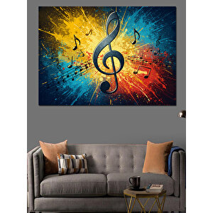 Renk Patlamalı Nota Dekoratif Kanvas - Mdf Ahşap Tablo 25x35 cm
