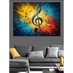 Renk Patlamalı Nota Dekoratif Kanvas - Mdf Ahşap Tablo 35x50 cm