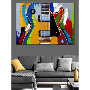 Soyut Renkli Elektro Gitar Dekoratif Kanvas - Mdf Ahşap Tablo 100x140 cm