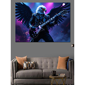 Kanatlı Gitar Çalan Kartal Dekoratif Kanvas - Mdf Ahşap Tablo