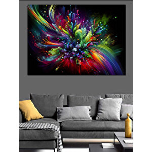 Soyut Renk Patlaması Dekoratif Kanvas - Mdf Ahşap Tablo 100x140 cm
