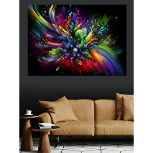 Soyut Renk Patlaması Dekoratif Kanvas - Mdf Ahşap Tablo 100x140 cm