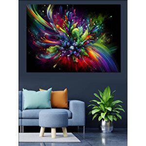 Soyut Renk Patlaması Dekoratif Kanvas - Mdf Ahşap Tablo 100x140 cm