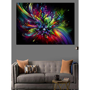 Soyut Renk Patlaması Dekoratif Kanvas - Mdf Ahşap Tablo