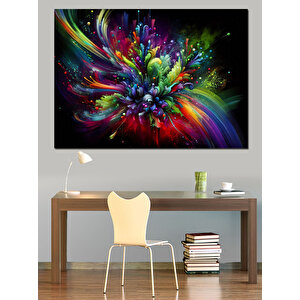 Soyut Renk Patlaması Dekoratif Kanvas - Mdf Ahşap Tablo