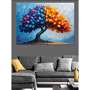 Renk Patlamalı Ağaç Çizimi Dekoratif Kanvas - Mdf Ahşap Tablo