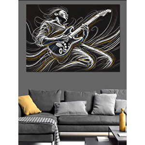 Elektro Gitar Çalan Müzisyen Dekoratif Kanvas - Mdf Ahşap Tablo