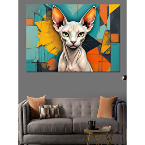 Soyut Arka Planlı Sfenks Kedi Dekoratif Kanvas - Mdf Ahşap Tablo 70x100 cm