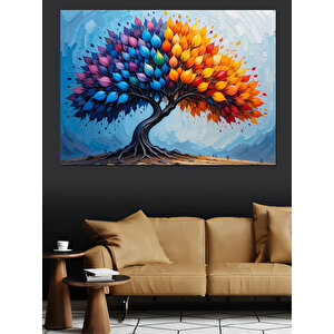 Renk Patlamalı Ağaç Çizimi Dekoratif Kanvas - Mdf Ahşap Tablo