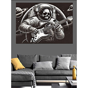 Gitar Çalan Astronot Dekoratif Kanvas - Mdf Ahşap Tablo 25x35 cm