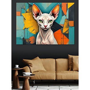 Soyut Arka Planlı Sfenks Kedi Dekoratif Kanvas - Mdf Ahşap Tablo