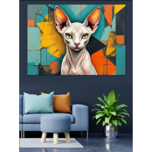 Soyut Arka Planlı Sfenks Kedi Dekoratif Kanvas - Mdf Ahşap Tablo 35x50 cm