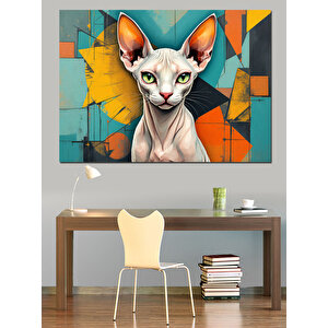 Soyut Arka Planlı Sfenks Kedi Dekoratif Kanvas - Mdf Ahşap Tablo 50x70 cm