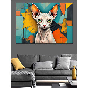 Soyut Arka Planlı Sfenks Kedi Dekoratif Kanvas - Mdf Ahşap Tablo