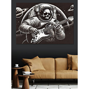 Gitar Çalan Astronot Dekoratif Kanvas - Mdf Ahşap Tablo