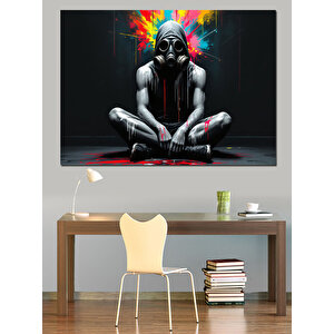 Renk Patlamalı Maske Dekoratif Kanvas - Mdf Ahşap Tablo 70x100 cm
