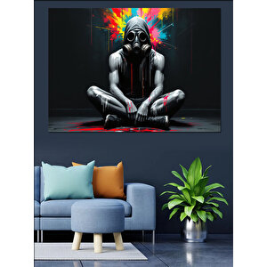 Renk Patlamalı Maske Dekoratif Kanvas - Mdf Ahşap Tablo