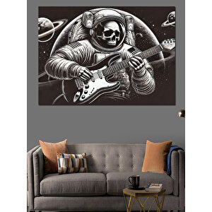 Gitar Çalan Astronot Dekoratif Kanvas - Mdf Ahşap Tablo 70x100 cm