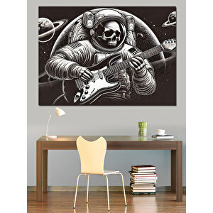 Gitar Çalan Astronot Dekoratif Kanvas - Mdf Ahşap Tablo 70x100 cm